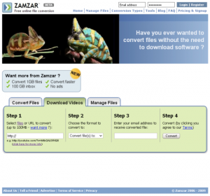 zamzar2 онлайн видео конвертер